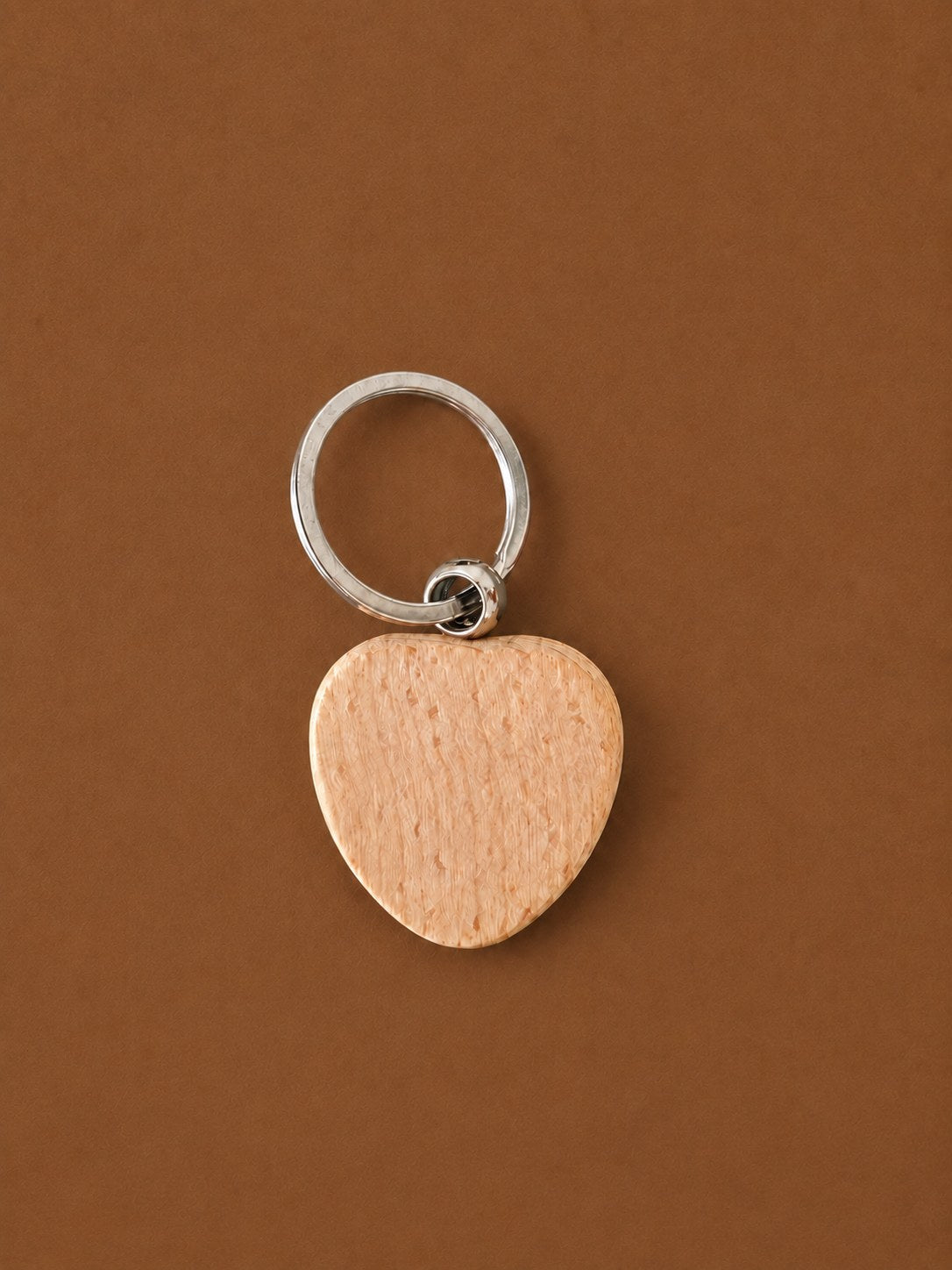 Wooden heart keychain blank on a split ring