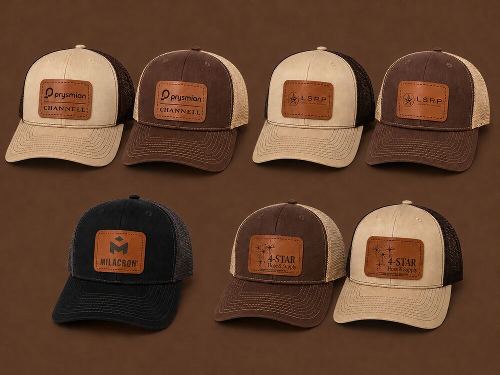 Custom leather patch trucker hats